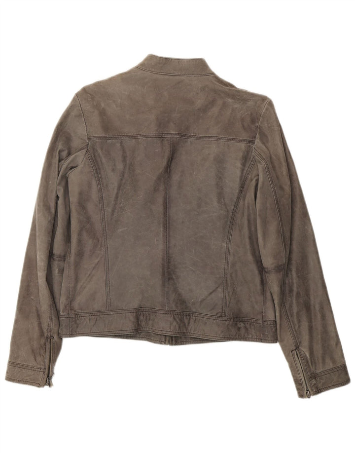 Mango Chaqueta de ante para mujer UK 46 Piel de oveja gris grande
