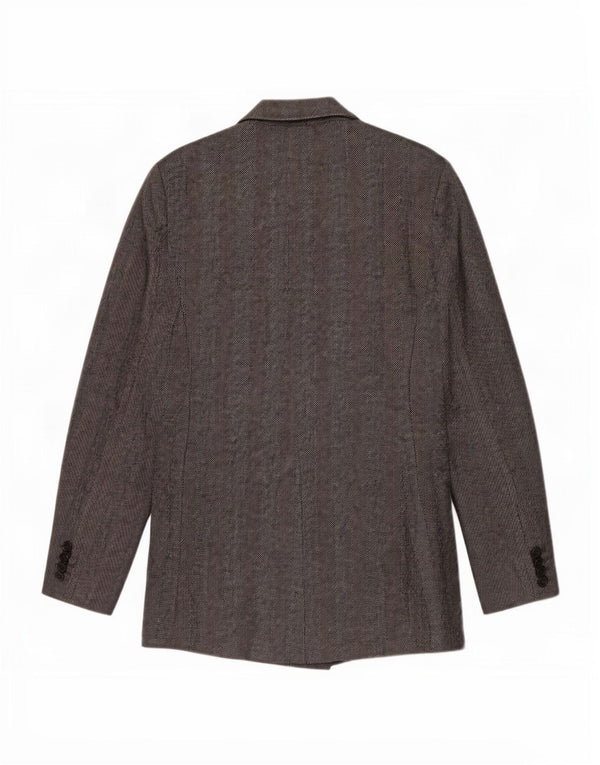 Zara Womens Double Breasted Blazer Jacket UK 12 Medium Grey Herringbone