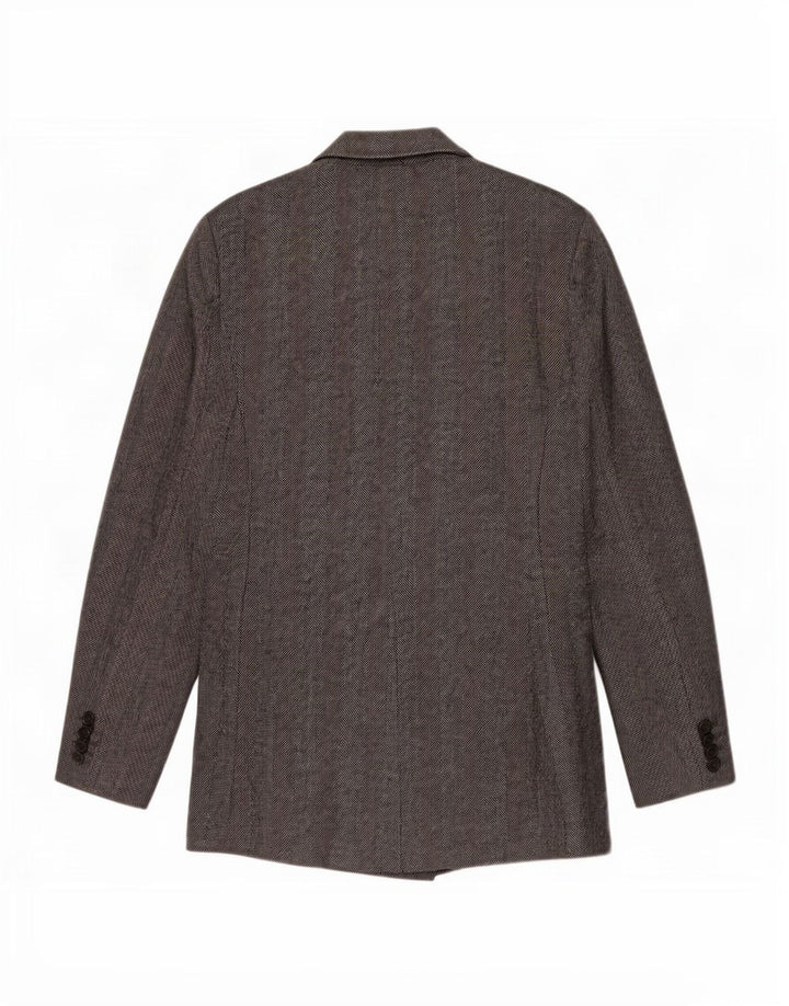 Zara Chaqueta Blazer De Doble Botonadura para Mujer UK 42 Gris Medio Espiga