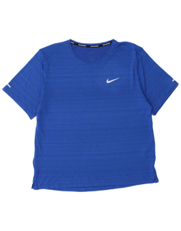 Nike Camiseta Dri Fit para Mujer UK 14 Medium Blue Pinstripe