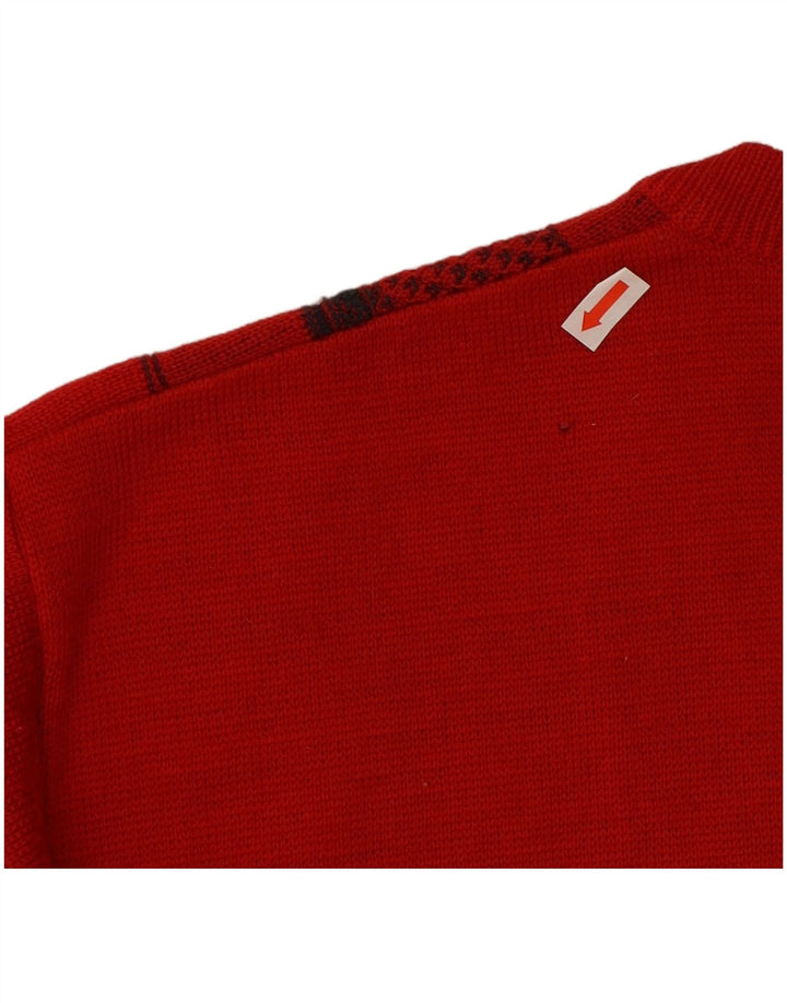 Gabicci Jersey Con Cuello En V Para Hombre De Lana Geométrica Roja Mediana