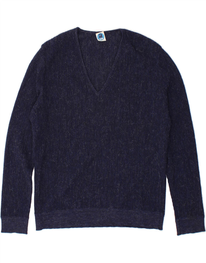 ALDO Womens V-Neck Jumper Sweater UK 16 Large Navy Blue Vintage ALDO and Second-Hand ALDO from Messina Hembry 