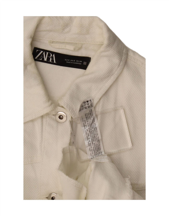 Zara Mujer Camisa Sobrecamisa UK 10 Small Blanco Algodón