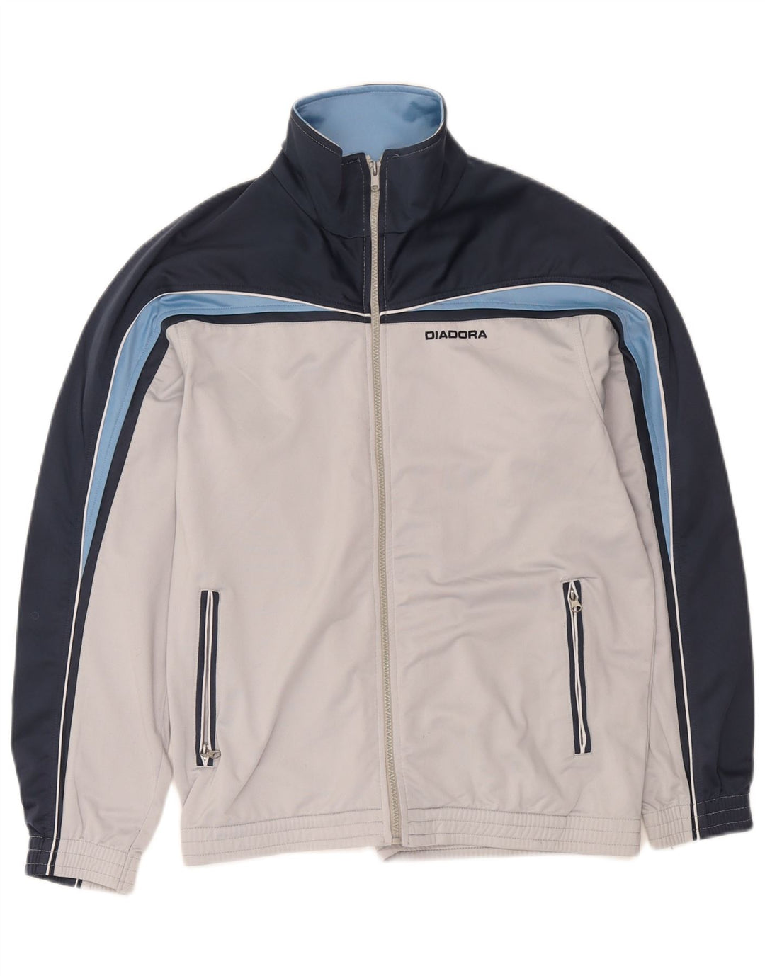 Diadora Chaqueta de chándal para hombre ES 40 Poliéster color block gris medio