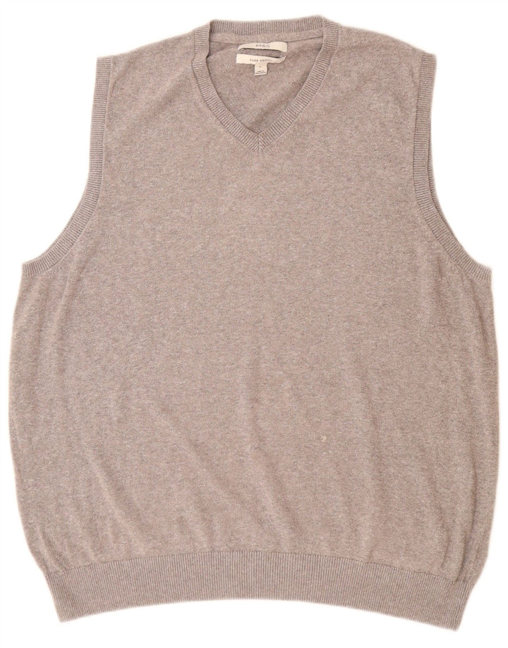 Marks & Spencer - Camiseta sin mangas para hombre, talla grande, algodón gris