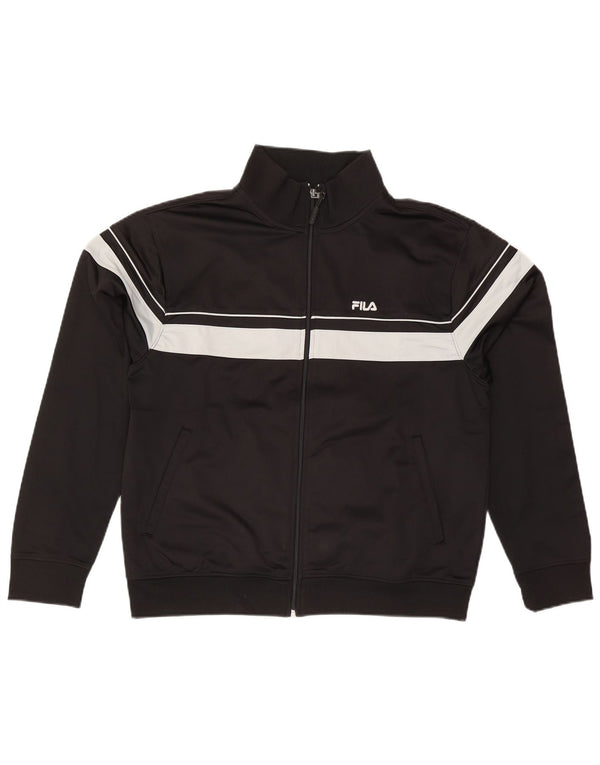 Fila Mens Chándal Top Chaqueta Grande Negro Colorblock Poliéster