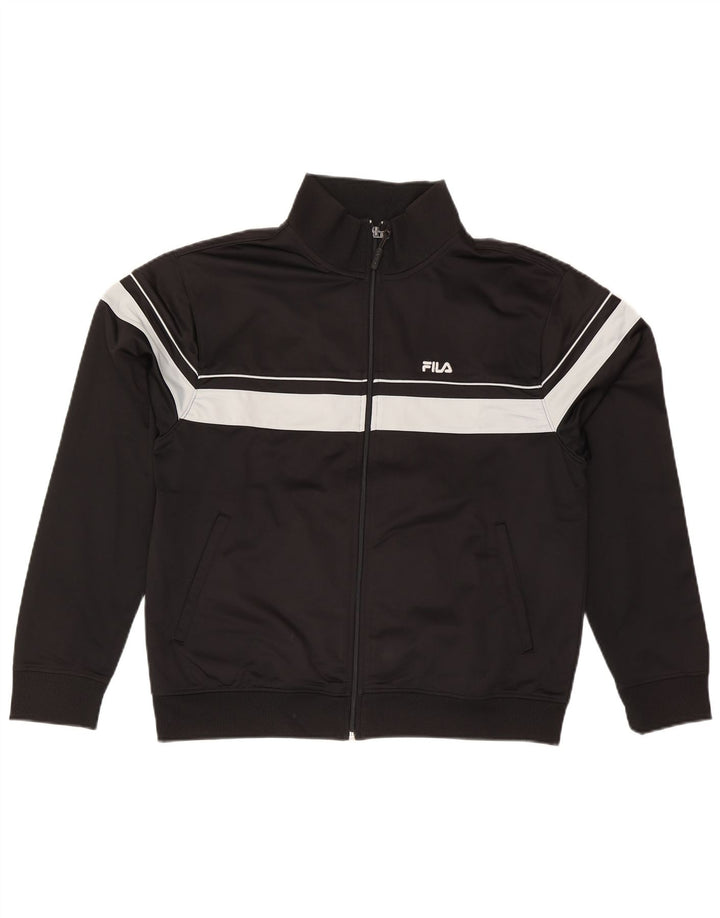 Fila Mens Chándal Top Chaqueta Grande Negro Colorblock Poliéster