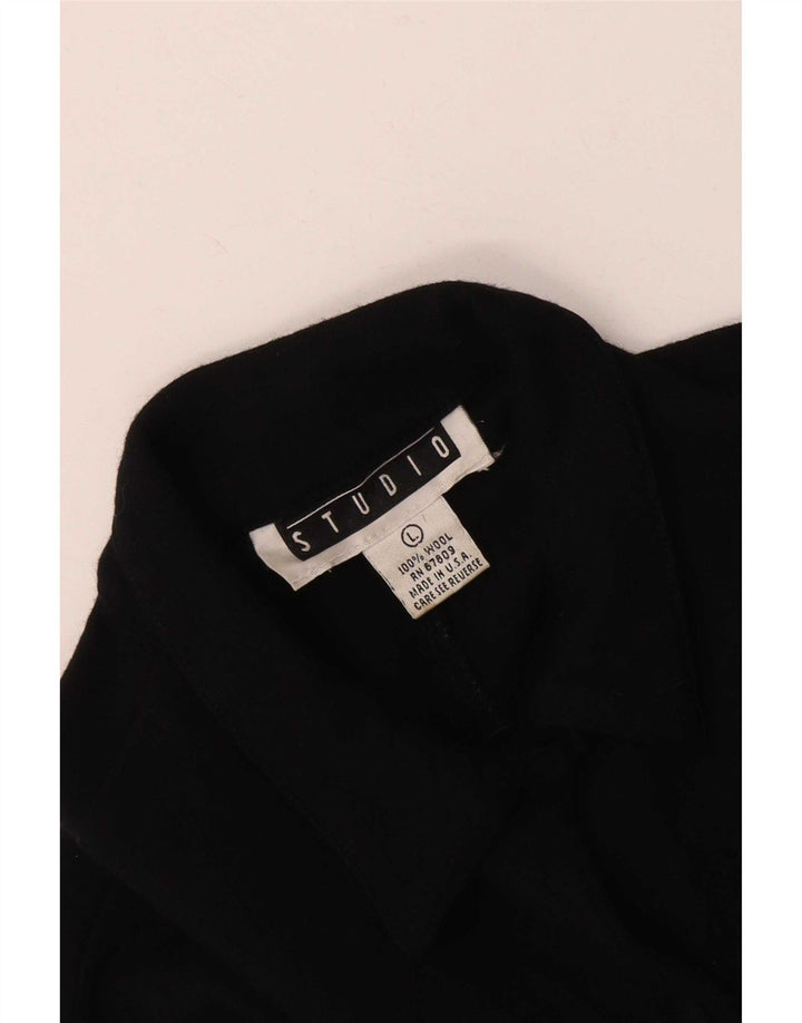 Camisa Studio de manga larga para mujer, corte regular, talla 40, talla grande, clásica de lana negra
