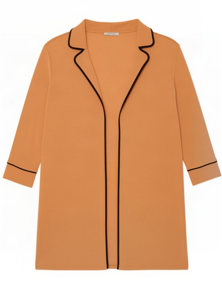 Zara Mujer Cárdigan Largo Extragrande UK 44 Poliéster Naranja Medio