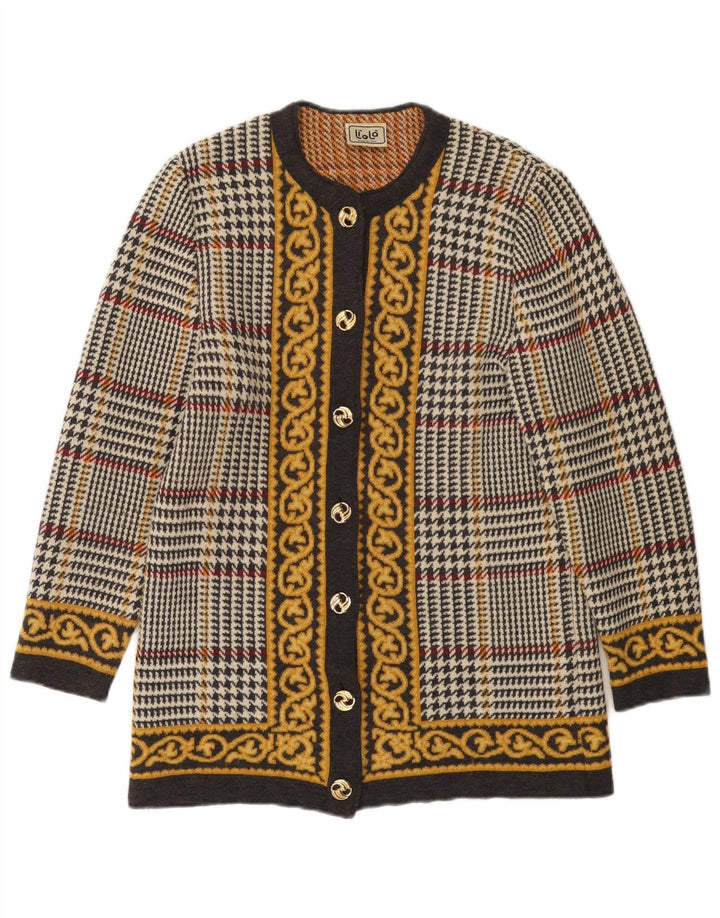 Liola - Cárdigan para mujer, talla 40, talla mediana, lana de pata de gallo multicolor