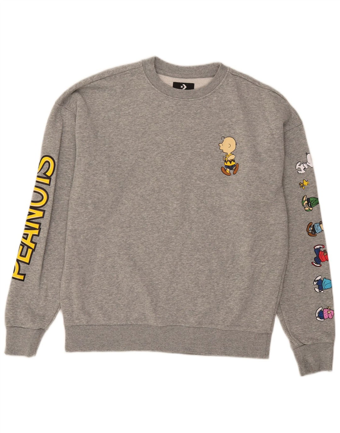 Converse Hombre Peanuts Graphic Sudadera Jumper Algodón Gris Medio