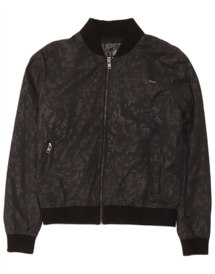 Superdry Chaqueta de chándal para mujer, talla 40, talla mediana, color negro camuflaje