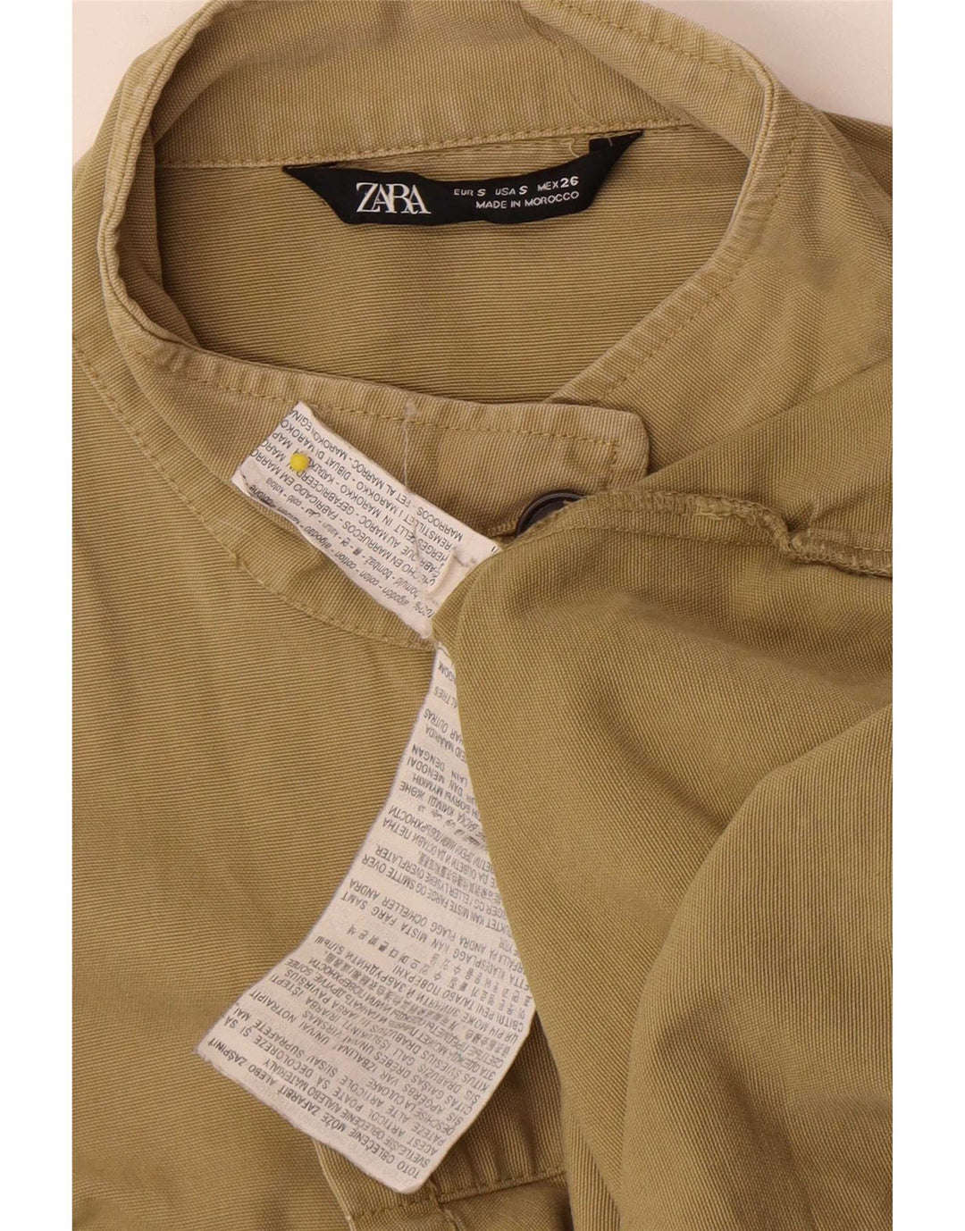 Zara Mujer Chaqueta Militar Extragrande UK 10 Small Algodón Caqui