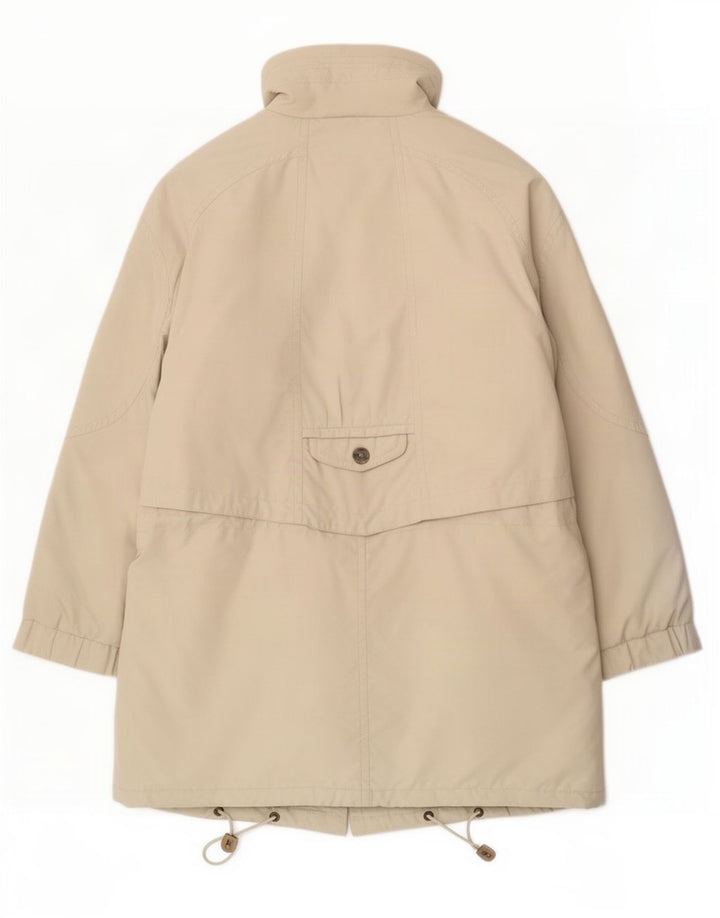 Vintage mujer suelta ajuste acolchado abrigo EU 42 poliéster beige grande