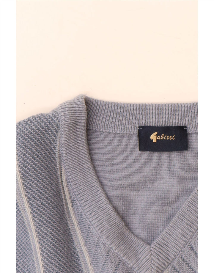 Gabicci Jersey Con Cuello En V De Lana A Rayas Azul Medio Para Hombre
