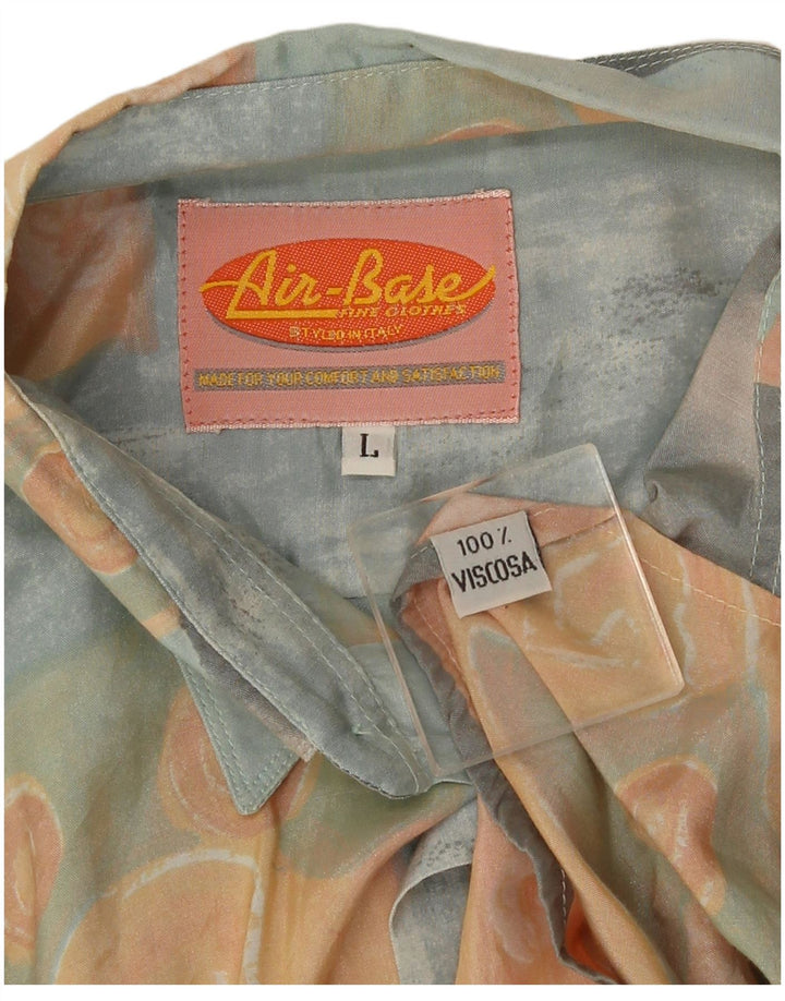 Vintage hombres patrón abstracto camisa de manga corta grande multicolor