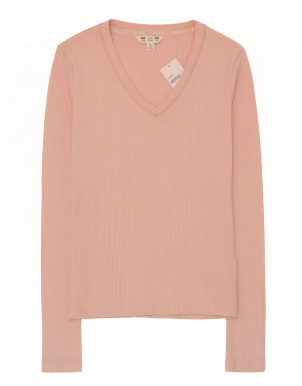 Marks & Spencer Top para mujer de manga larga UK 4 XS Algodón rosa