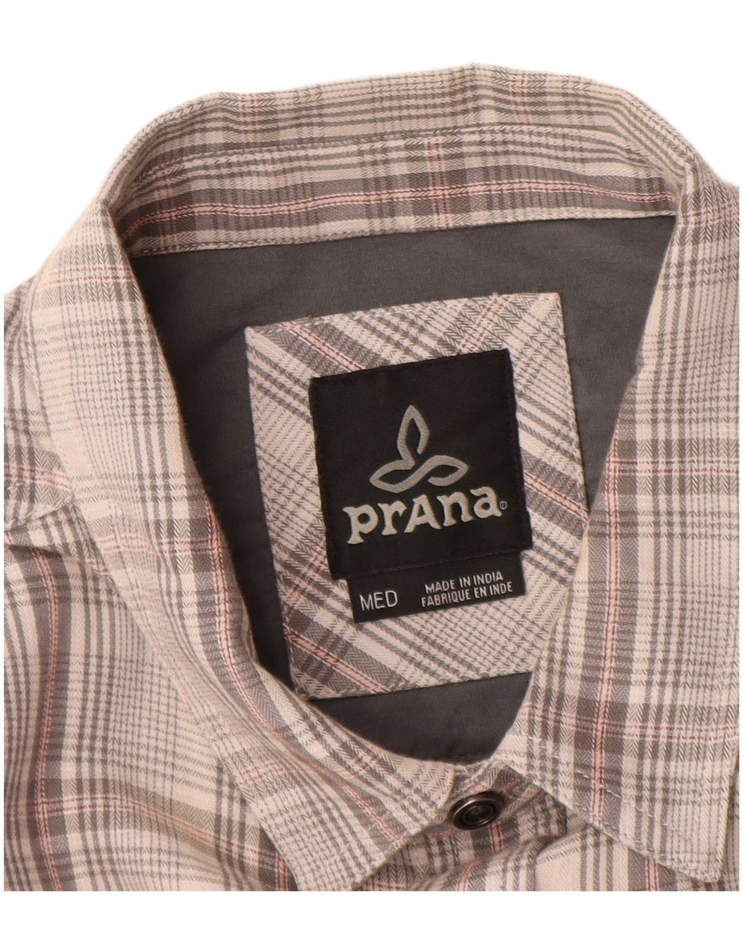 PRANA Hombre Camisa De Franela De Algodón A Cuadros Gris Medio