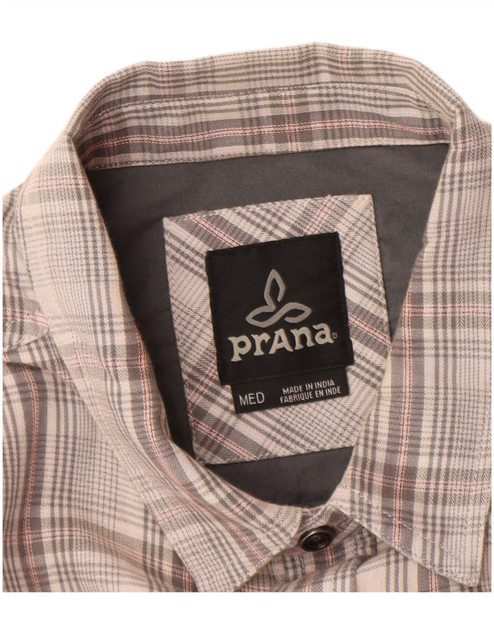 PRANA Hombre Camisa De Franela De Algodón A Cuadros Gris Medio