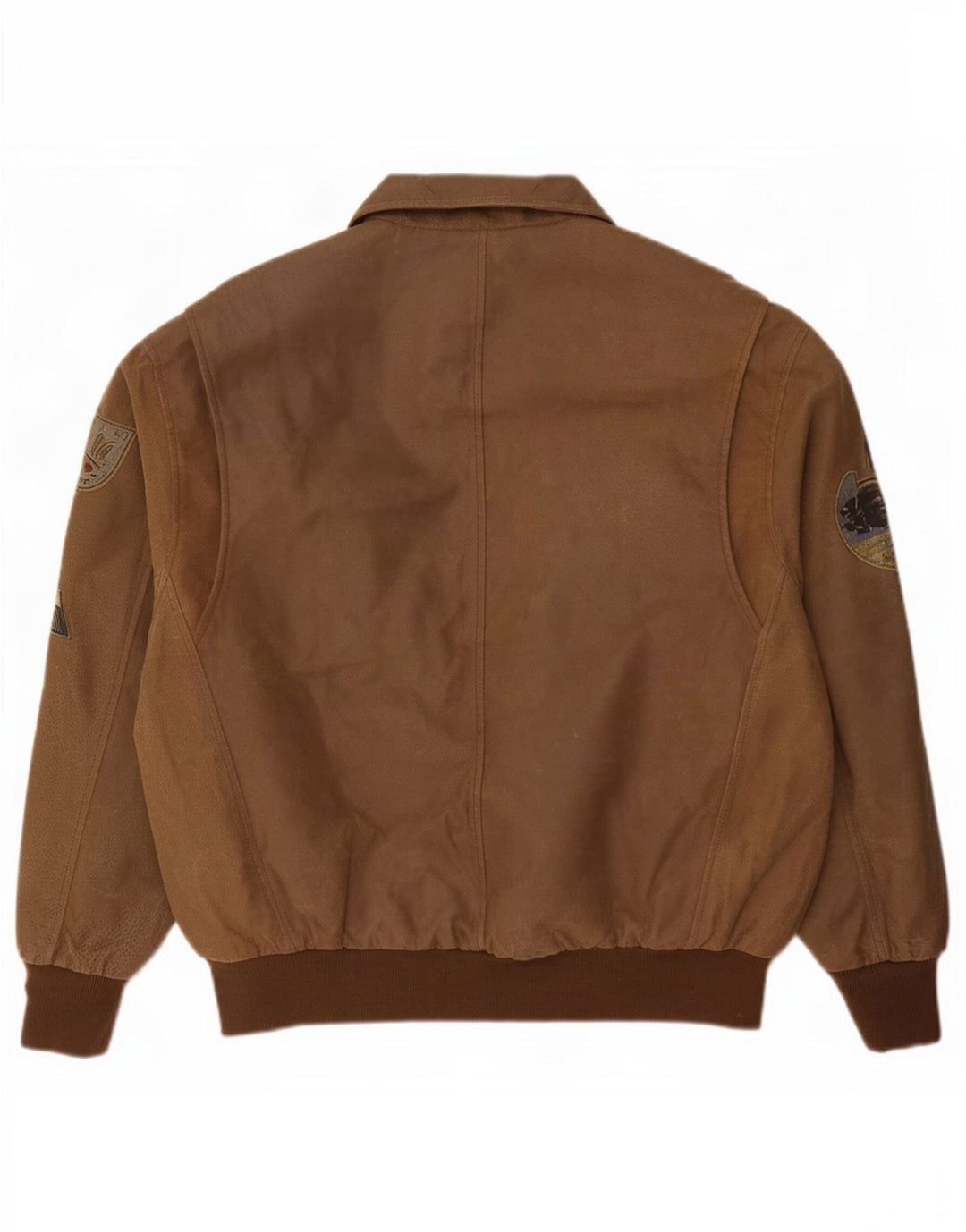 Monroe & Main Chaqueta de cuero gráfica para hombre grande marrón