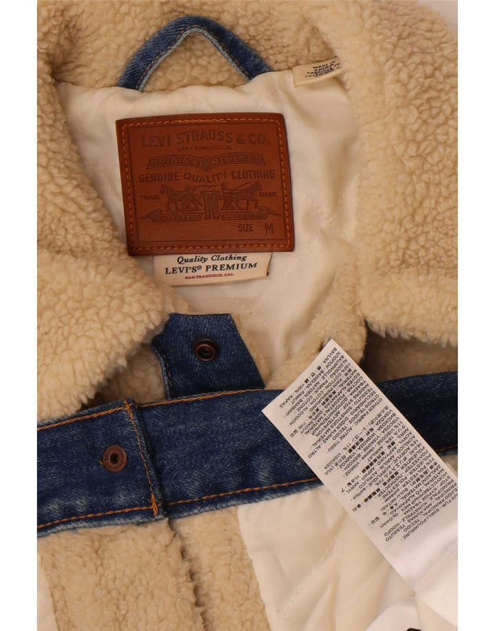 Levi's Chaqueta polar con osito de peluche para hombre UK 38 Medium Off White Colourblock