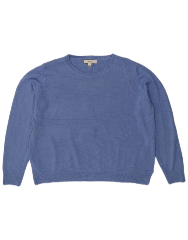 Marks & Spencer Womens Loose Fit Boat Neck Jumper Sweater UK 18 XL Blue