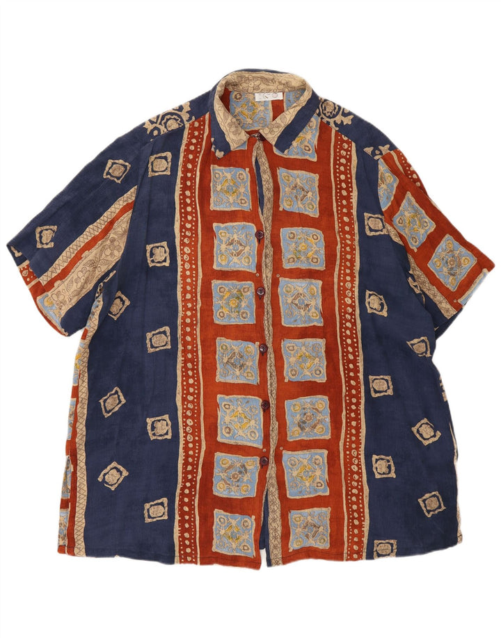Vintage mujer camisa de gran tamaño EU 46 XL multicolor geométrico