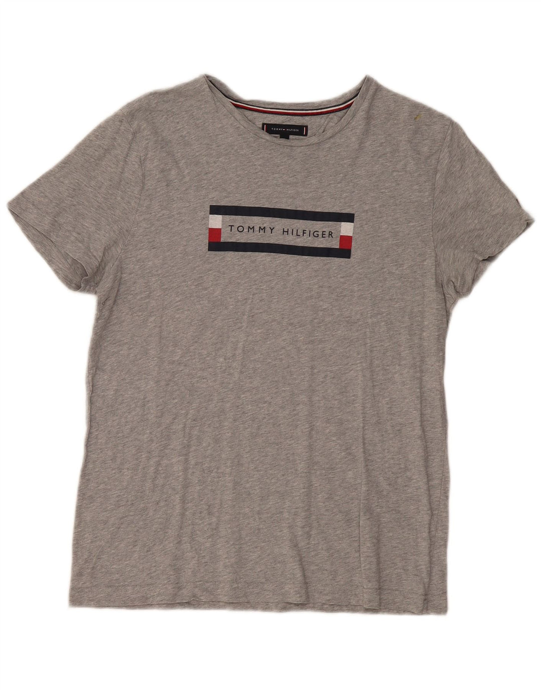 Tommy Hilfiger Camiseta gráfica para mujer Top grande de algodón gris