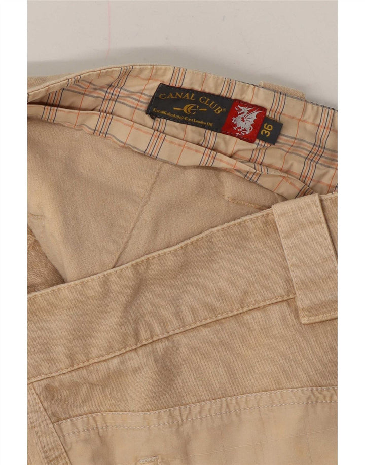 Vintage hombres gráfico chino pantalones cortos W36 grande beige