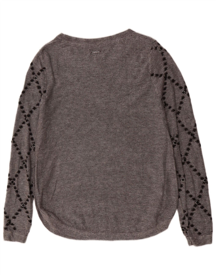 Desigual Top gráfico para mujer de manga larga UK 44 Gris medio Paisley