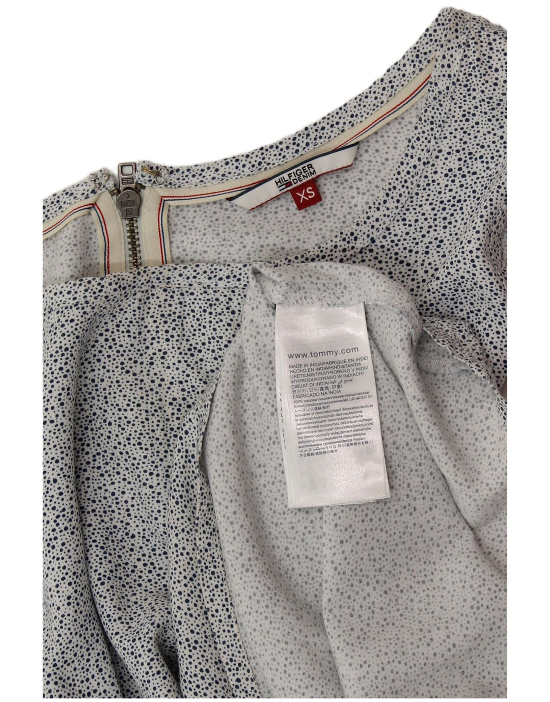 TOMMY HILFIGER Vestido acampanado sin mangas para mujer UK 6 XS Blanco manchado