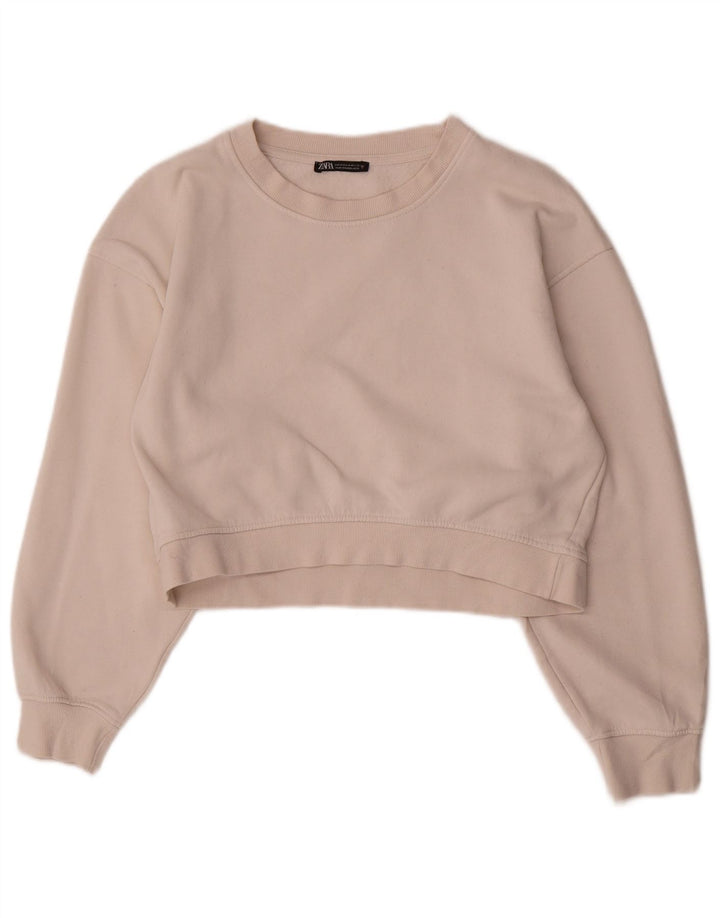 Zara Mujer Crop Full Chándal UK 40 Mediano Algodón Blanco