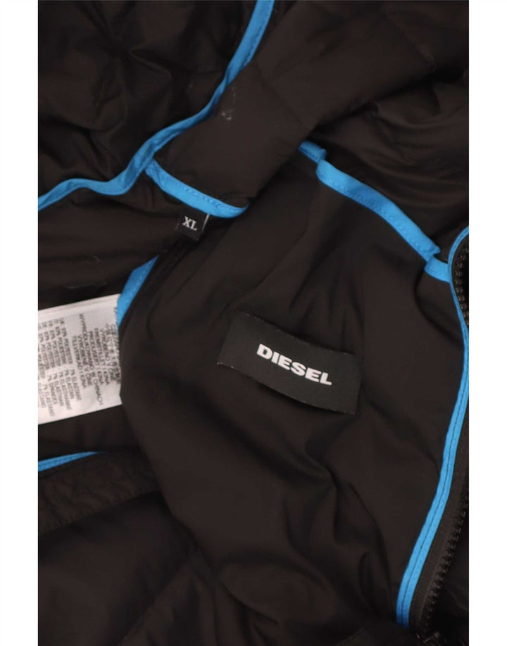 Diesel Chaqueta acolchada con capucha para hombre UK 42 XL Poliéster negro
