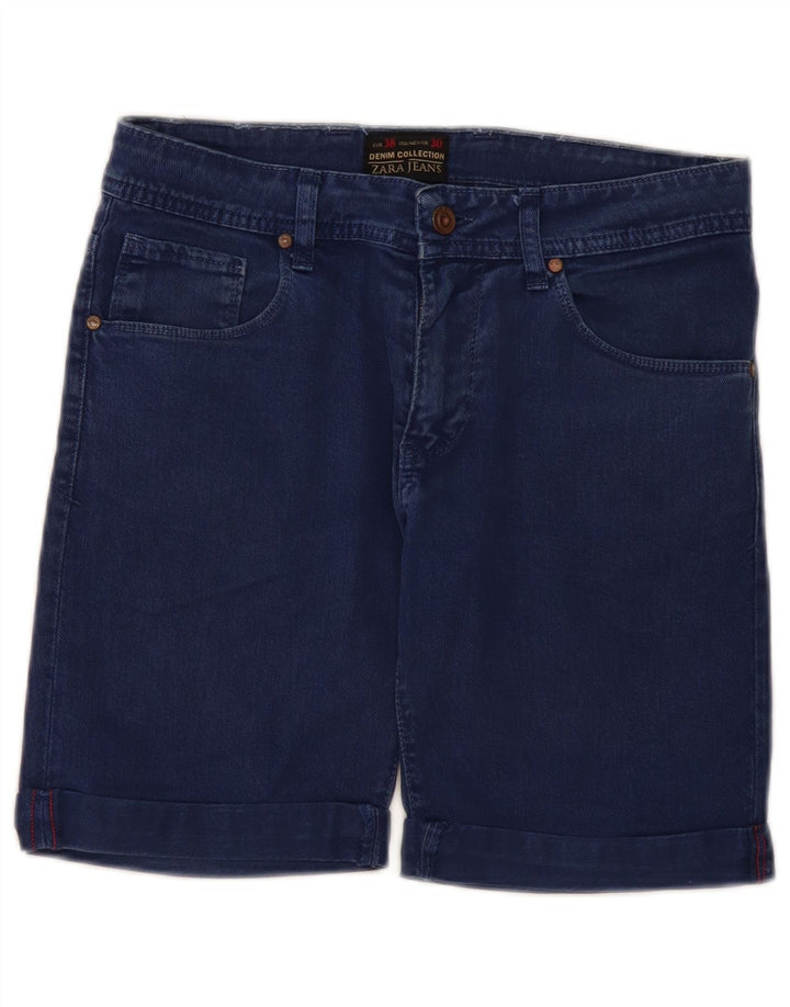 Zara Pantalones cortos de mezclilla para hombre EU 38 Small W30 Azul marino