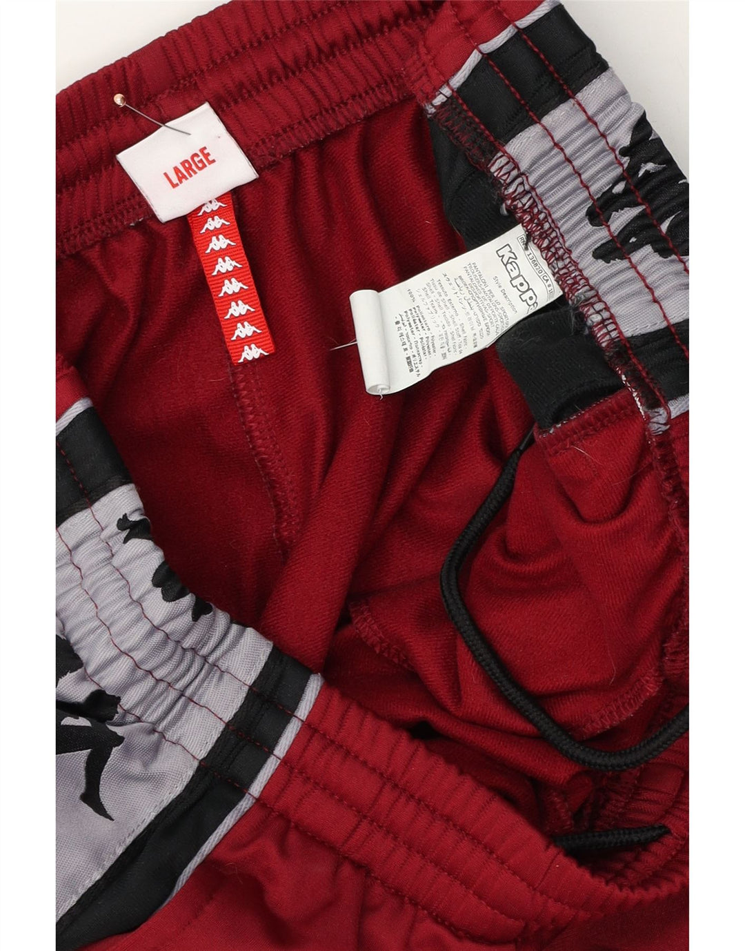 Kappa Hombre Pantalones De Chándal Gráfico Grande Burdeos Colorblock Poliéster