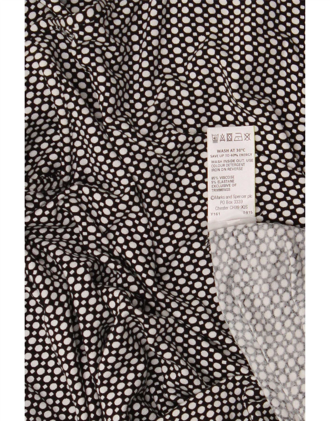 Marks & Spencer Blusa para Mujer Top UK 44 Grande Viscosa con Manchas Negras