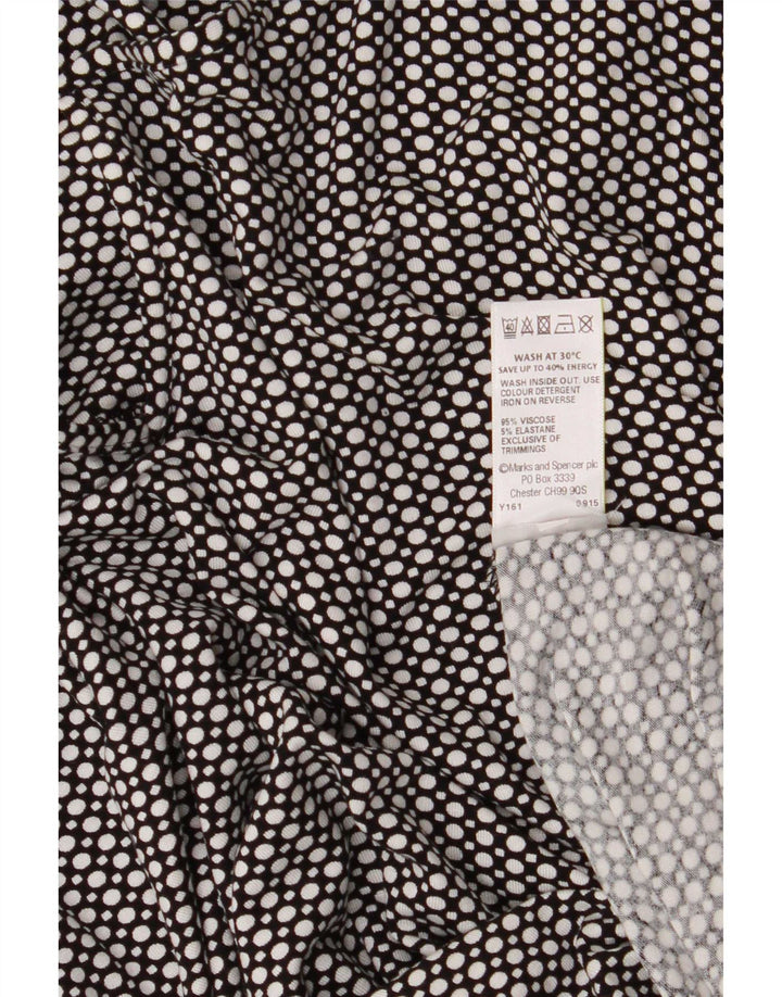 Marks & Spencer Blusa para Mujer Top UK 44 Grande Viscosa con Manchas Negras