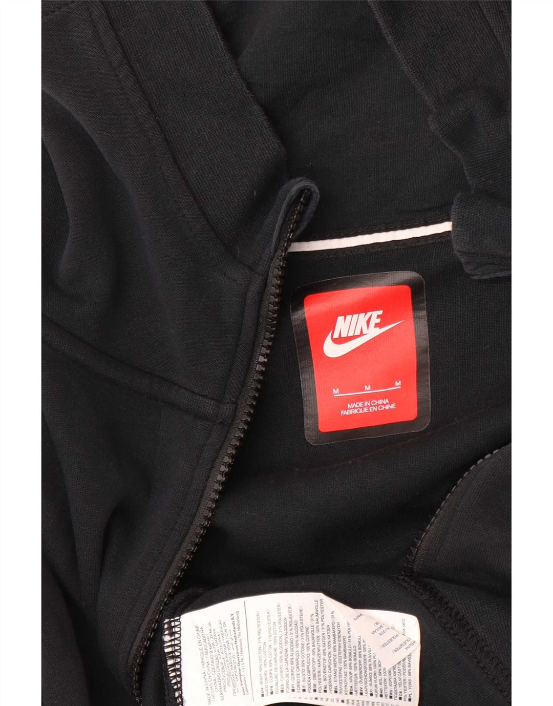 Nike - Sudadera con capucha y cremallera para hombre, tamaño mediano, algodón negro