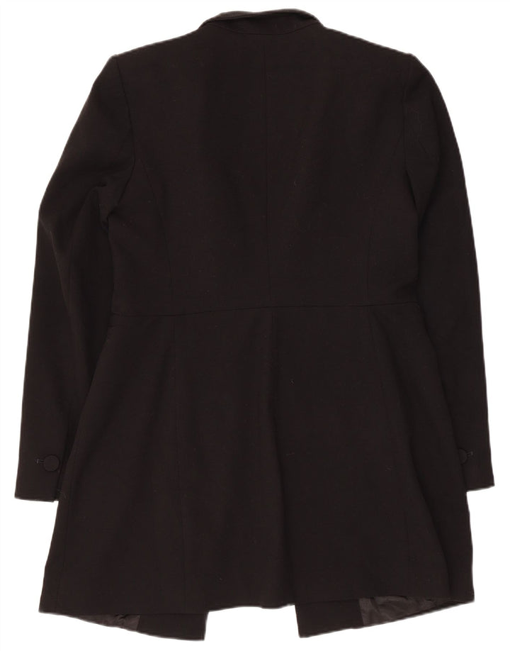 Zara Chaqueta tipo blazer abierta larga para mujer, talla 40, talla grande, acetato negro