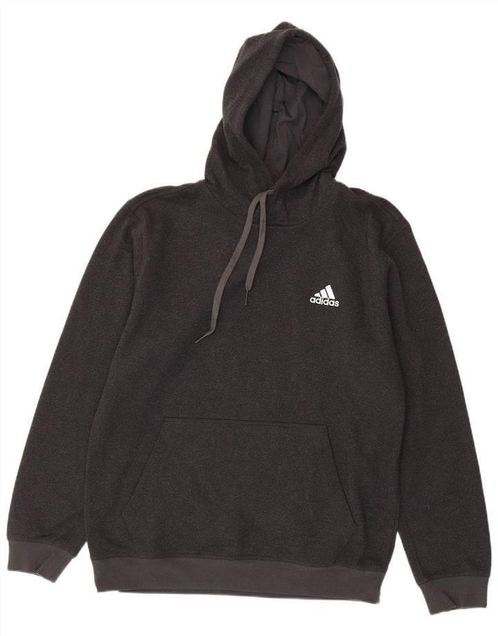 Adidas Hombre Sudadera Con Capucha Jumper Gris Medio Algodón