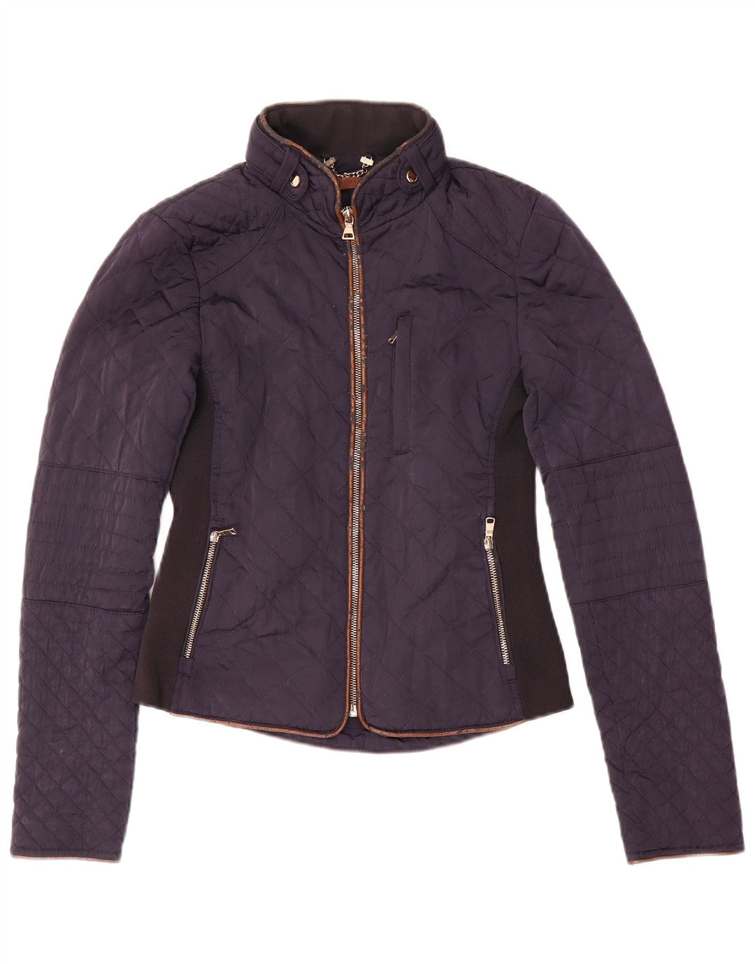 Zara Mujer Chaqueta Acolchada UK 6 XS Azul Marino