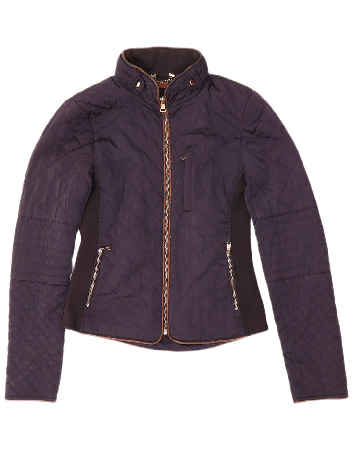 Zara Mujer Chaqueta Acolchada UK 6 XS Azul Marino