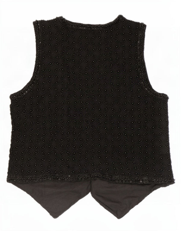 Vintage mujer chaleco Reino Unido 14 medio negro