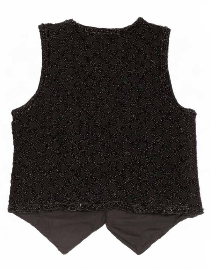 Vintage mujer chaleco Reino Unido 14 medio negro