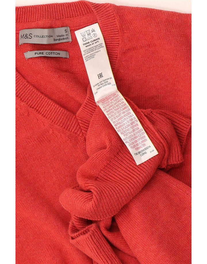 Marks & Spencer Suéter con Cuello en V para Hombre Pequeño Algodón Naranja
