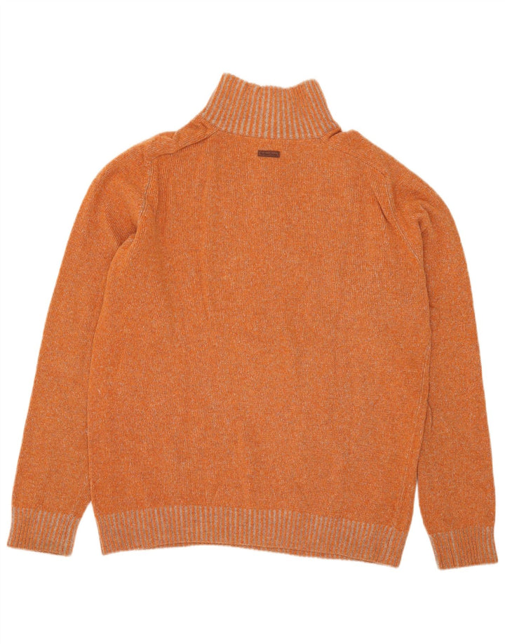 Marlboro Classics - Jersey para hombre con cuello y cremallera, talla XL, lana moteada naranja