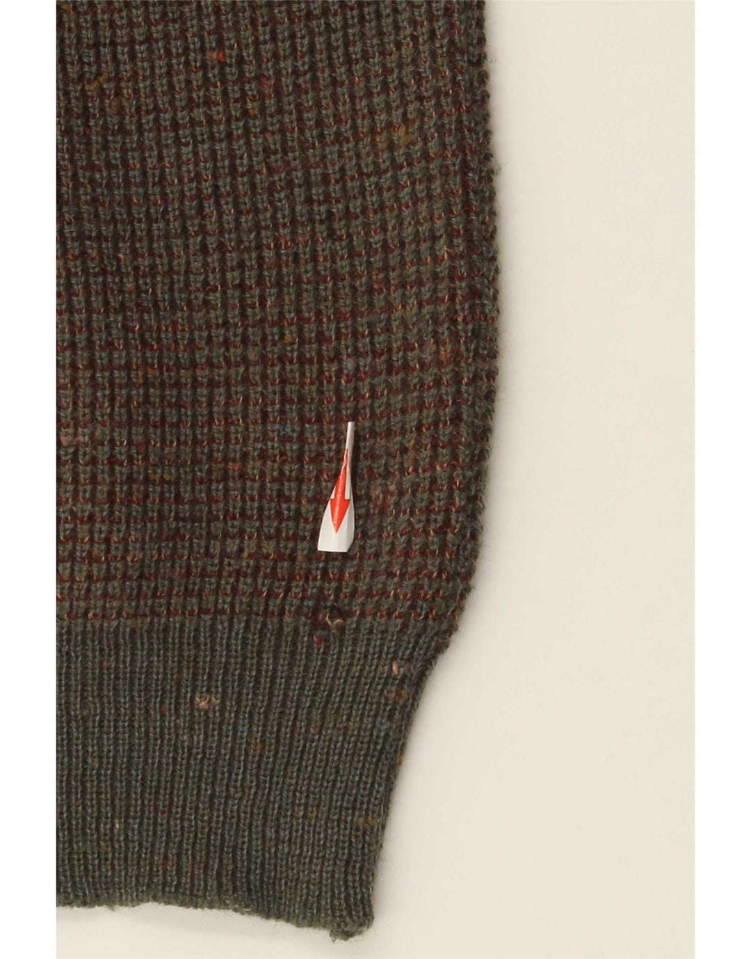 Vintage hombres Cardigan suéter medio marrón lana moteada