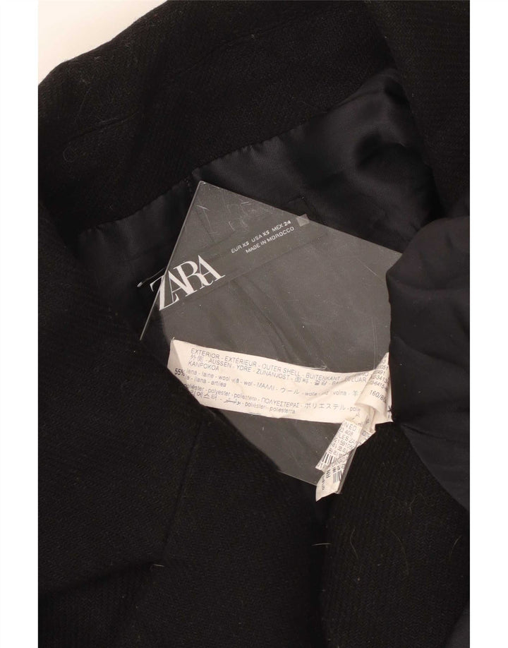 Zara Mujer Abrigo Extragrande UK 6 XS Lana Negra