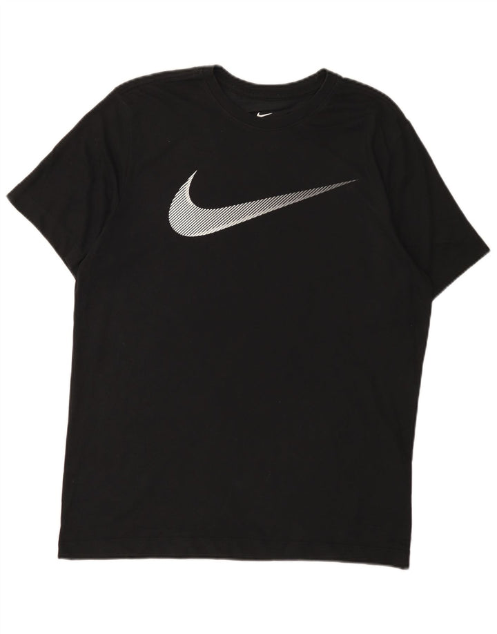 Nike Dri Fit Graphic Camiseta para hombre, talla mediana, algodón negro