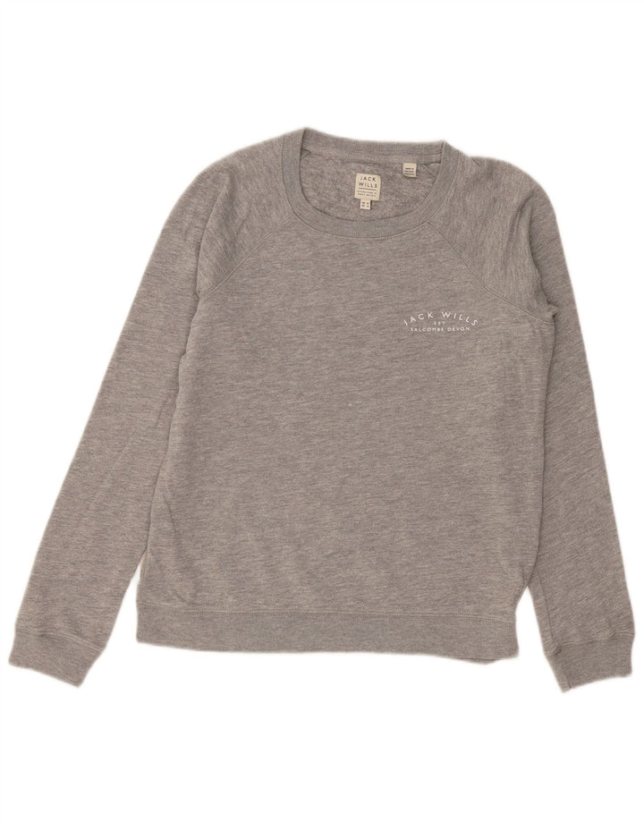 Jack Wills Sudadera para mujer Jumper UK 12 Gris medio moteado